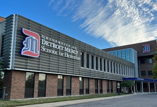Exterior of building at the University of Detroit Mercy School of Dentistry